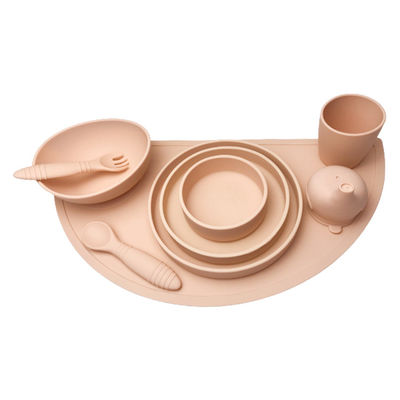 Baby Plain Suction Bowl And Plate Set Silicone Food Grade With Spoon