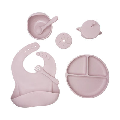 Buy Unbreakable Suction Baby Silicone Feeding Set 5pcs Food Grade With Sippy Cup online manufacture