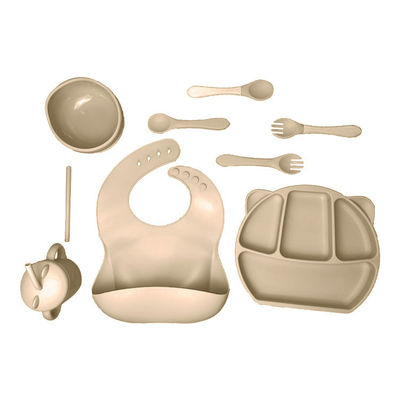 Buy Baby Feeding Silicone Bib And Bowl Set Food Grade With Forks And Spoons online manufacture