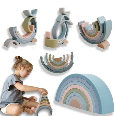 Buy Educational Infant Stacking Toy BPA Free Rainbow Silicone Stacker Food Grade online manufacture