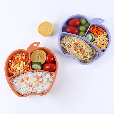 Buy Apple Shape Silicone Baby Tray Custom Suction Feeding Plate Set online manufacture