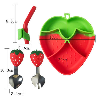 Buy MHC Fruit Design Silicone Baby Feeding Set BPA Free Strawberry Feeding Bowl online manufacture