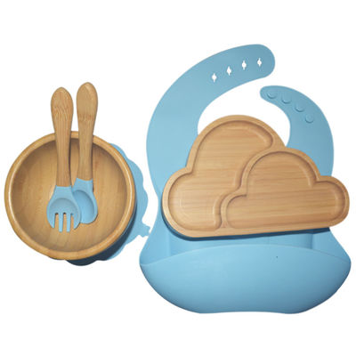 Buy BPA Free Baby Silicone Products Plate Set Elephant Wooden Silicone Suction Plate Set online manufacture