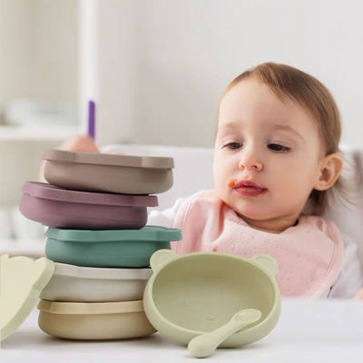 Buy Suction Bowl Silicone Feeding Set Divided Suction Plate Cup Toddler Utensils Spoon online manufacture