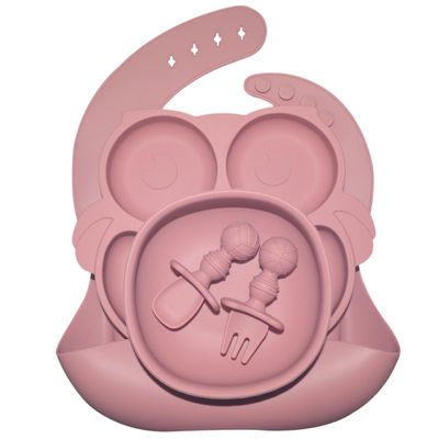 Buy 6 Pcs Silicone Baby Feeding Plates With Cup Bib Bowl Fork Spoon Nontoxic Food Tray Dishes online manufacture