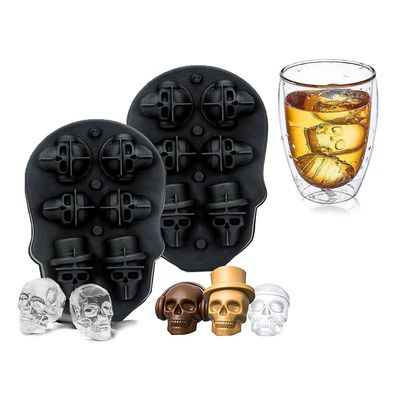 Buy MHC 3D Cranial Shape Skull Ice Molds For Whiskey Tray With Non-Spill Lid online manufacture