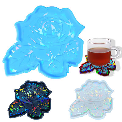 Buy MHC 3d Unique Resin Coasters Rose Flower Coasters Gold Holographic Silicone Resin Molds online manufacture