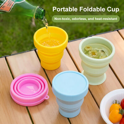 Buy Custom Logo Food Grade Silicone Foldable Cup Wholesale Reusable Collapsible Travel Drinking Cup Portable Silicone Water Bottle online manufacture