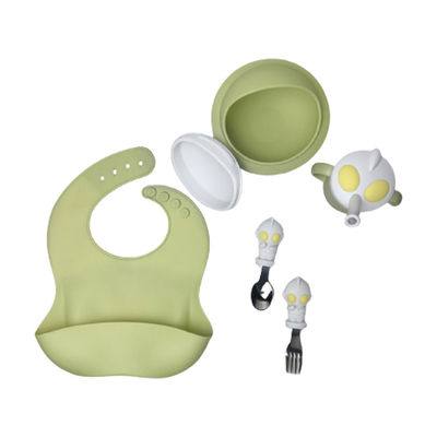 Cartoon Character Shape Baby Silicone Bib Bowl Spoon Set Bpa Free