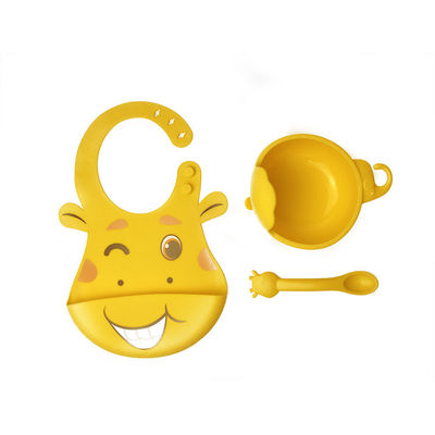 Baby Feeding Set Silicone Bibs And Bowls Giraffe Shape BPA Free Customized