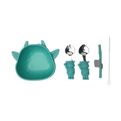 Imp Shape Reusable Silicone Baby Feeding Set Non Slip Bpa Free Bowl Customized
