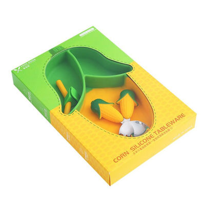 3pcs Silicone Baby Feeding Plate Set Food Grade Corn Shape Customized Size
