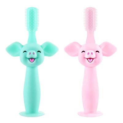 Silicone Baby Teether ，Food Grade Silicone Baby Toothbrush Infant Training Custom Cartoon Pig