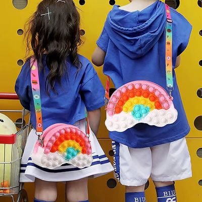 Satchel Zipper Purse Silicone Bubble Toys Floating Rainbow Clouds