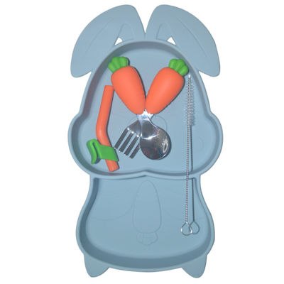 6 Pcs Sets Silicone Baby Feeding Plates Nontoxic Dishes With Cup Bib Plate Bowl Fork Spoon