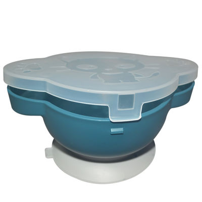 Reusable Baby Silicone Bowl Small Suction Silicone Divided Plate Spoon With Lid Set