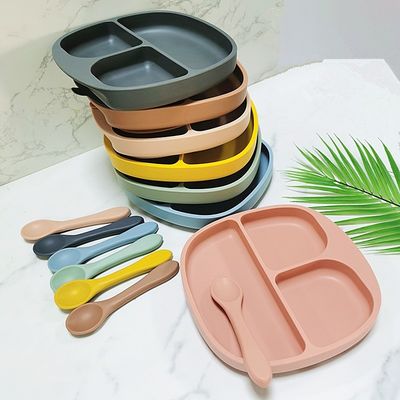 Customized  Silicone Baby Plate With Suction Feeding Nonslip Toddlers For Children