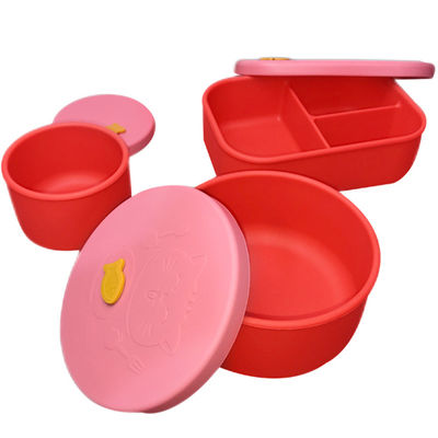 Food Grade Silicone Lunch Box Microwave Heating Preservation Box Compartment Sealed