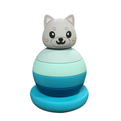 Animals Silicone Stacking Tower Educational Building Blocks Toys For 3 Year Olds