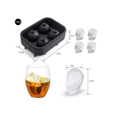 MHC Food Grade 4 Cavity Ice Cube Trays Silicone Ice Cube Tray Mold Flexible Freezer Safe Cake Moulds