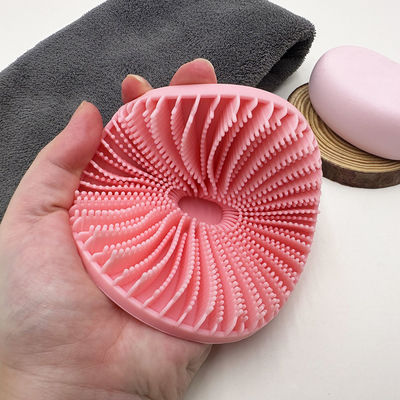 Customized Logo Ellipse Pink Massager Brush Scalp Brush Silicone Back Bath Brushes Scrubbers