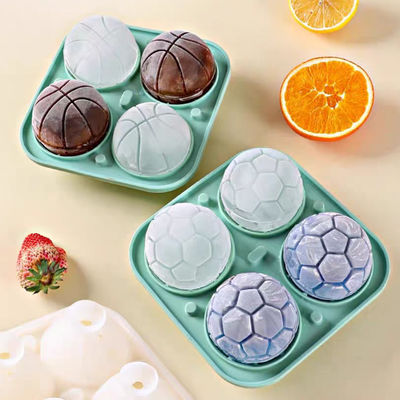 MHC Eco-Friendly Silicone Ice Cube Trays For Freezer With Cover Balls 3D Football Round Ice Mould