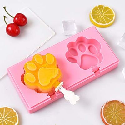Kids' Popsicle Maker Large Silicone Ice Cream Mold with Sticks and Paw Shape Design
