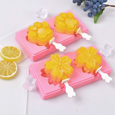 Durable MHC Cherry Blossom Shape Silicone Ice Cream Molds With Cover for Kids