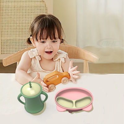 Ergonomic Panda Silicone 6-12 Months On The Go Suction Plate Set for Baby Feeding Essentials