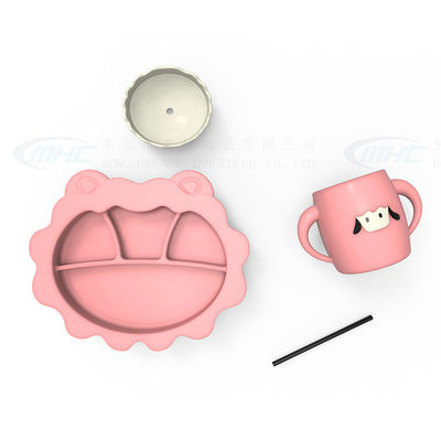 MHC Newborn Sheep Silicone Weaning Feeding Cup Bowl Bib Spoons Essentials Suction Plate Set