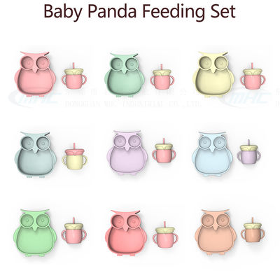 MHC Owl Baby Feeding Products Silicone Feeding Set Bowl Lid Spoon for Baby Nursing