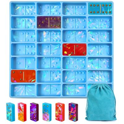 MHC Crystal Silicone Unique Dominoes Set 3d Holographic Designs Epoxy Resin Molds